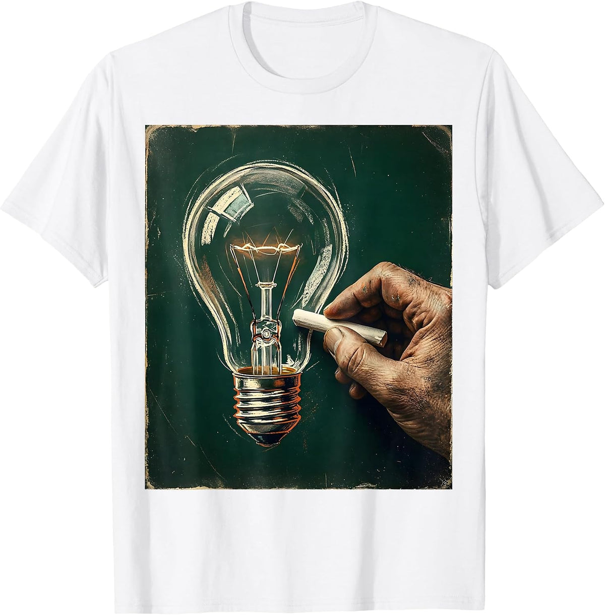 Men's 5th Grade Teacher Chalkboard Lightbulb Design T-Shirt - White