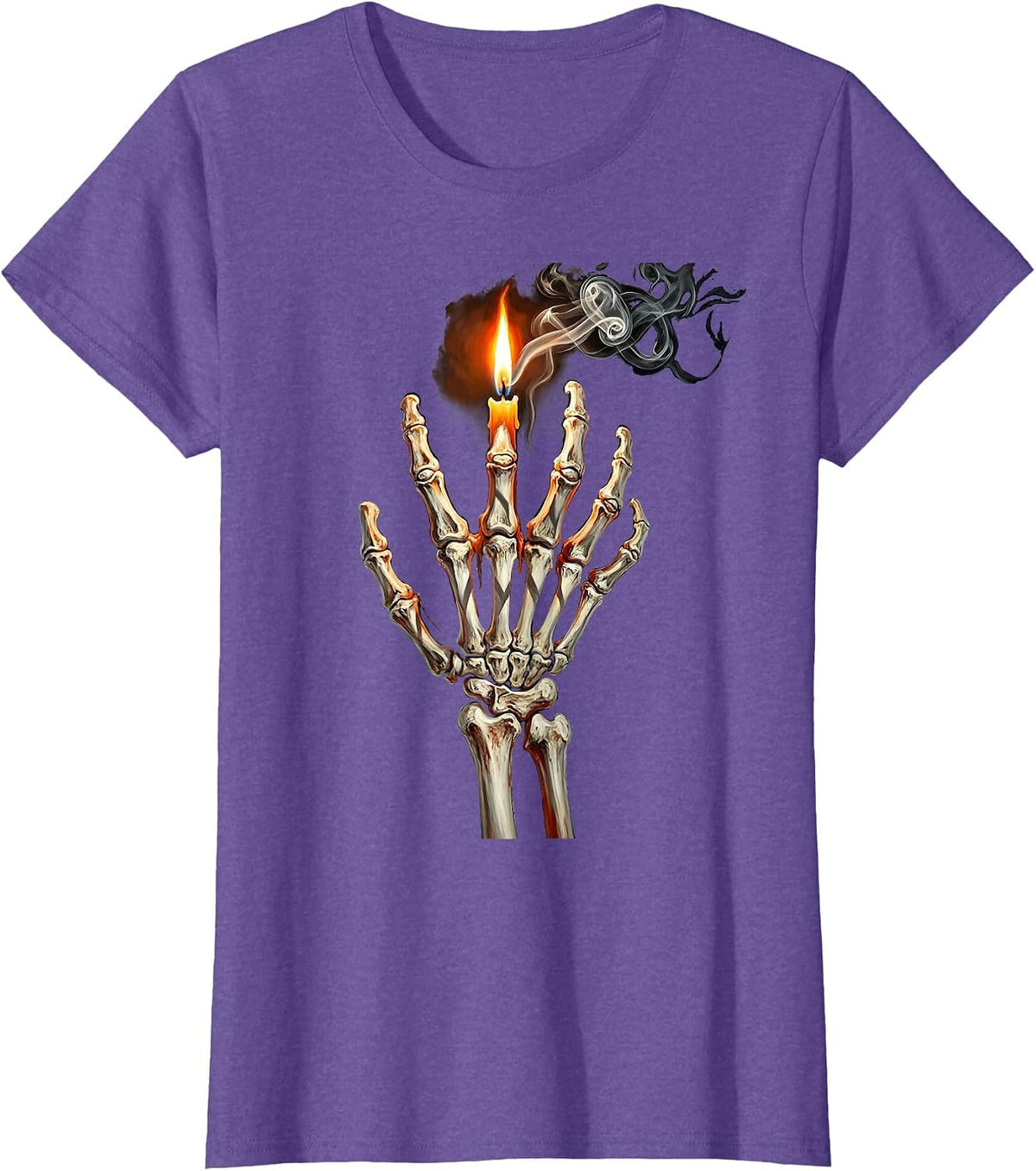 Skeletal Hand Reaching for Light Dark Gothic Art T-Shirt - Purple Heather