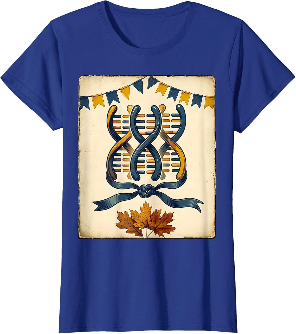 Women's Vintage Chromosome Ribbon October Down Syndrome Awareness T-Shirt - Royal Blue