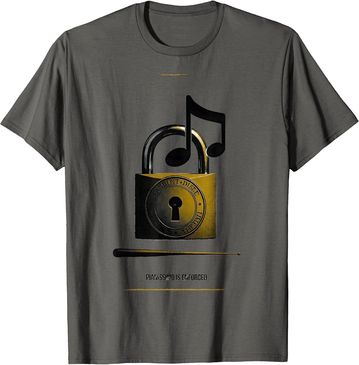 Pianissimo Is Enforced Funny Music Teacher Gift Humor T-Shirt - Asphalt Grey