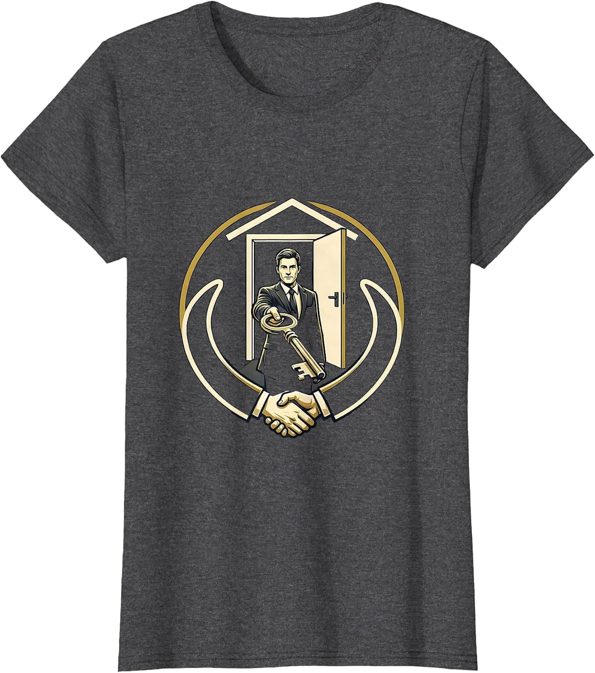 Women's Real Estate Agent House Key Emblem Realtor Gift T-Shirt - Dark Heather Grey