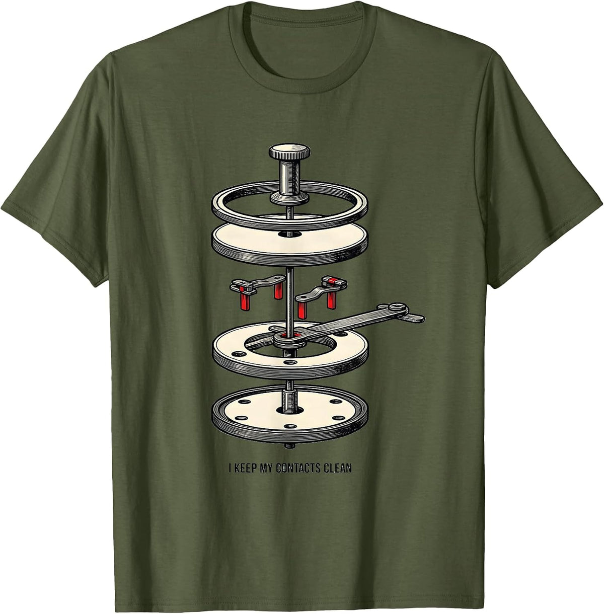 Men's I Keep My Contacts Clean Funny Ham Radio Operator Hobby Gift T-Shirt - Olive Green