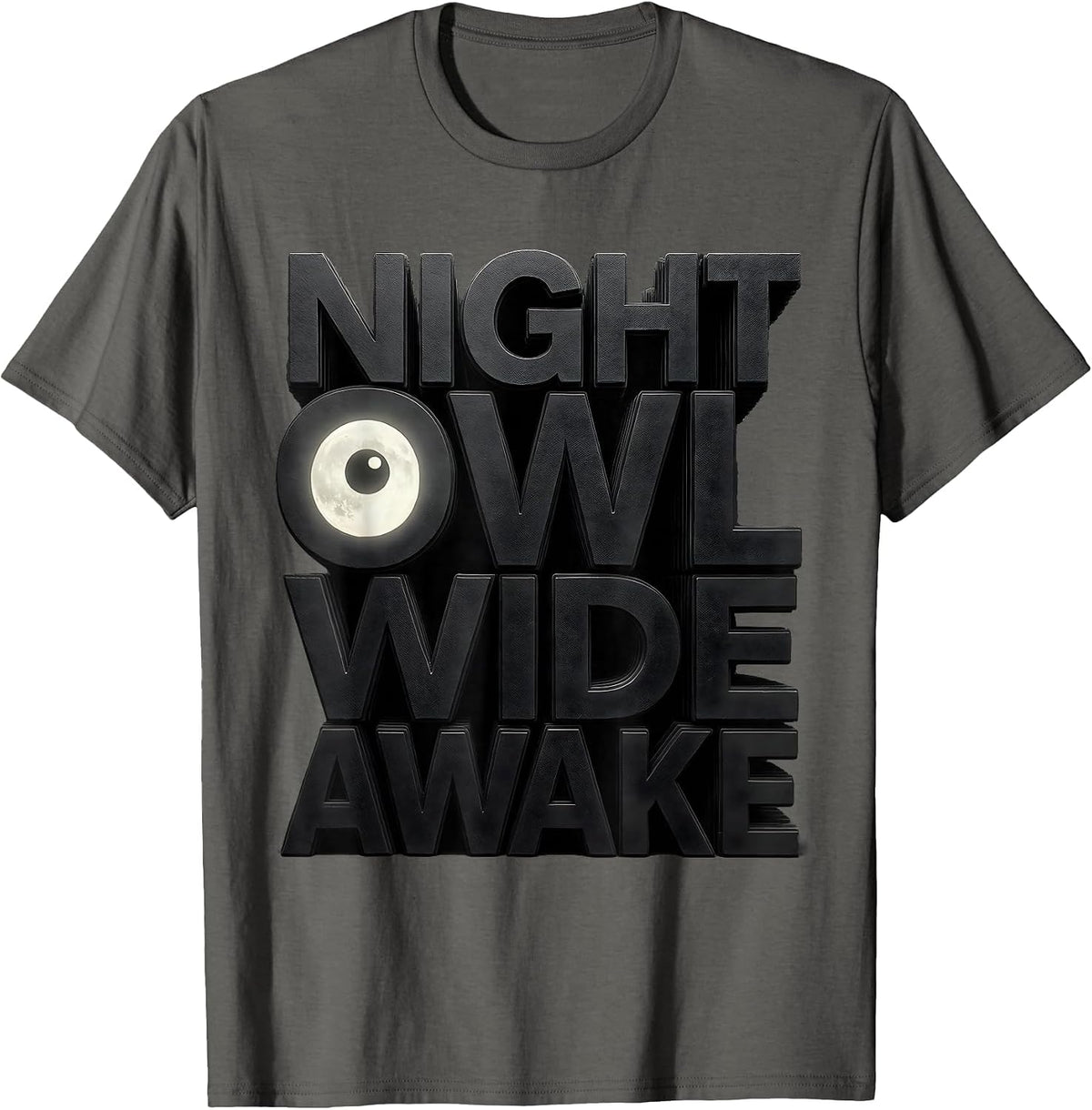 Men's Night Owl Wide Awake Funny Owl Lover Bird Enthusiast Retro T-Shirt - Asphalt Grey