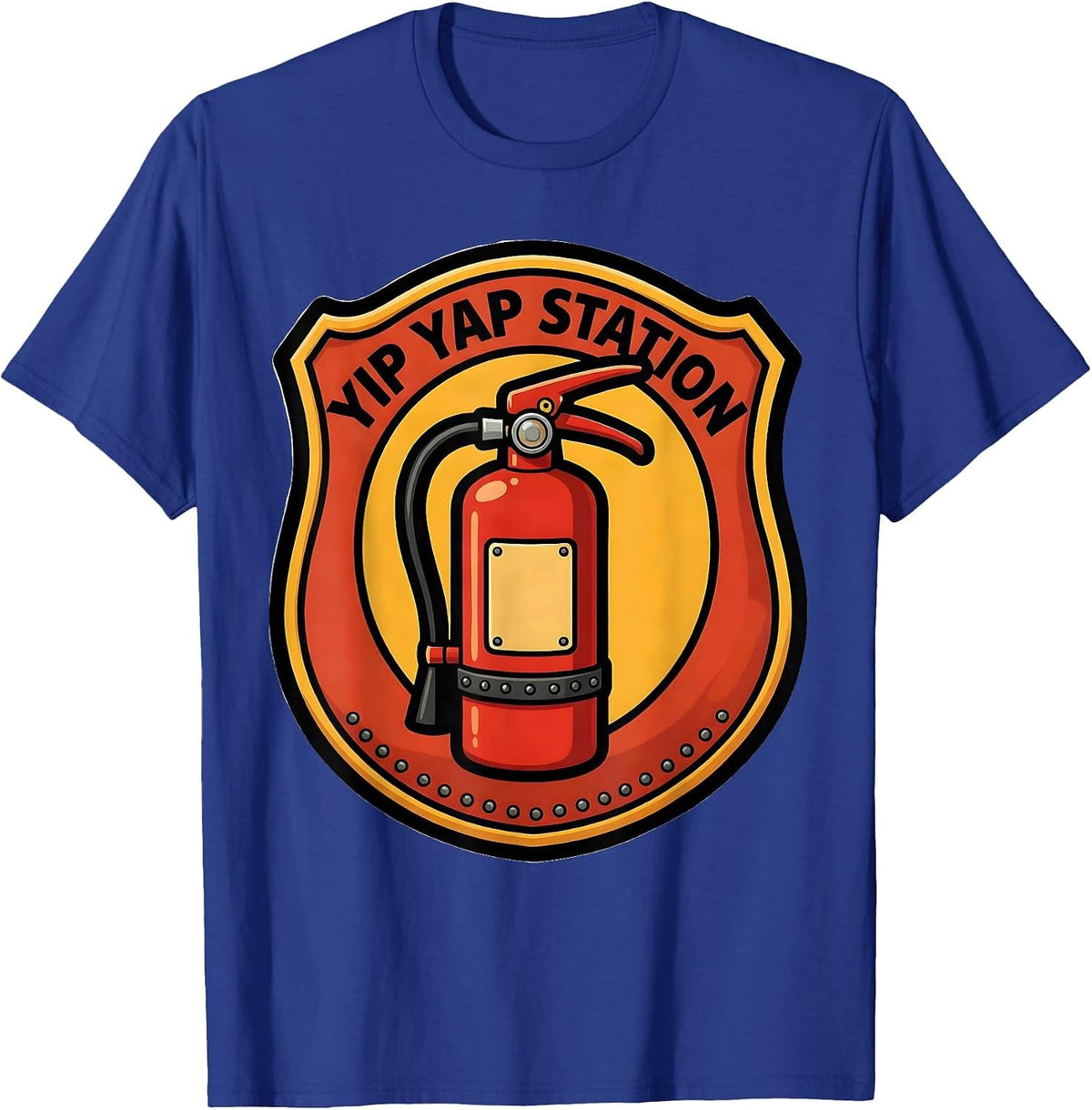 Men's Yip Yap Station Funny Firefighter Humor Fire Department T-Shirt - Royal Blue