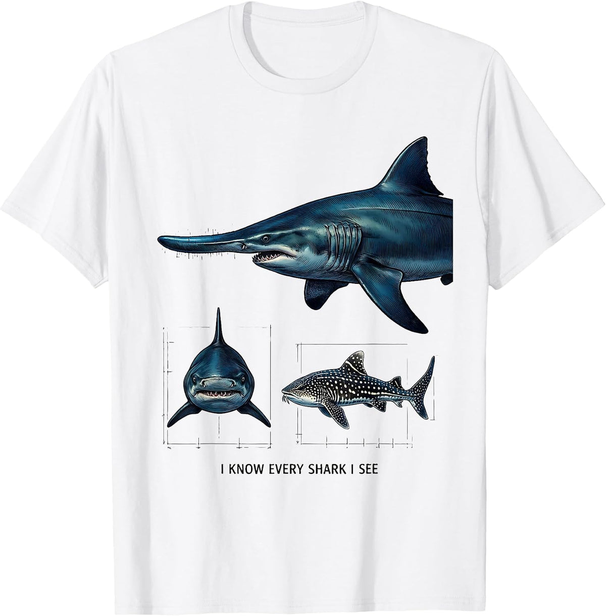 Men's I Know Every Shark I See Funny Shark Lover Marine Biology T-Shirt - White