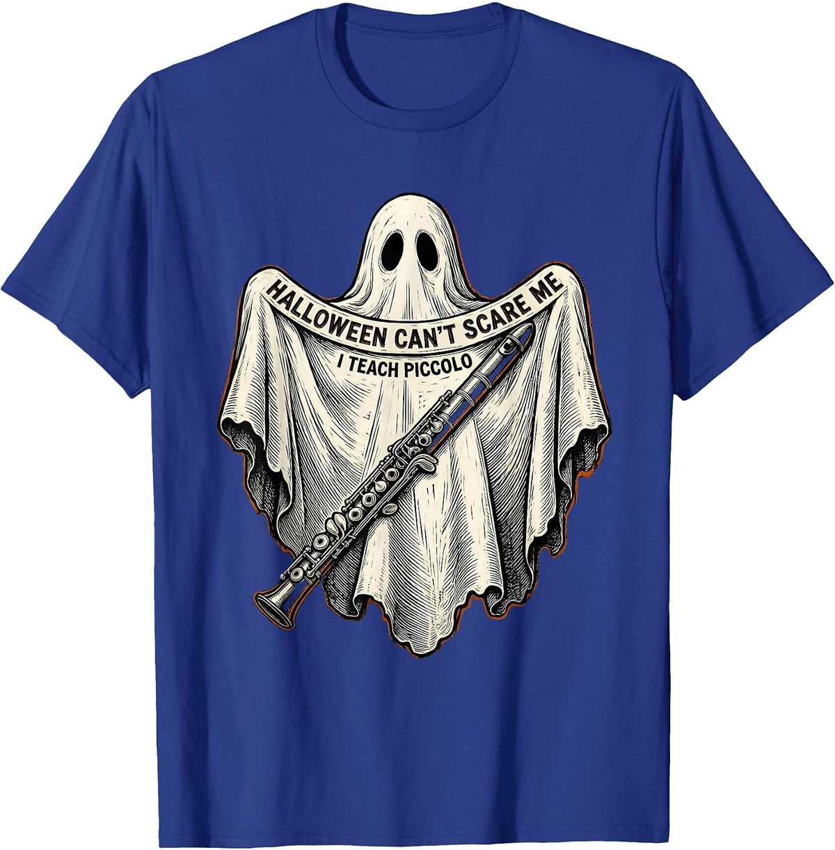 Men's Halloween Can't Scare Me, I Teach Piccolo Music Teacher T-Shirt - Royal Blue