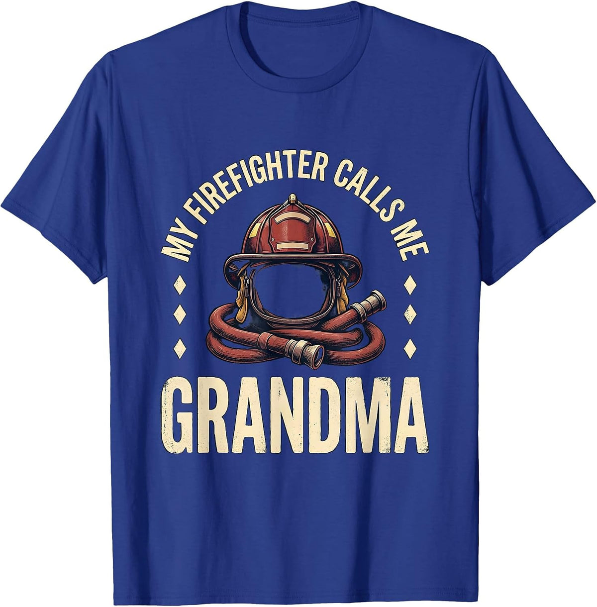 My Firefighter Calls Me Grandma Vintage Firefighter Parent T-Shirt - Royal Blue