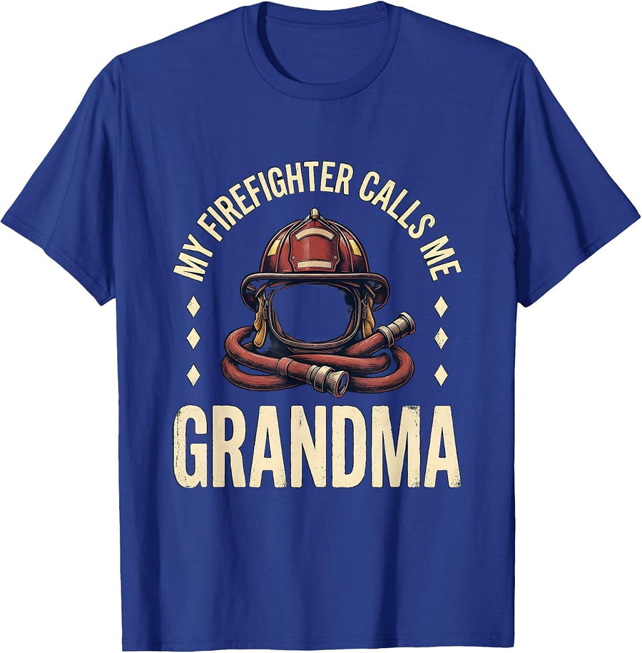 My Firefighter Calls Me Grandma Vintage Firefighter Parent T-Shirt - Royal Blue