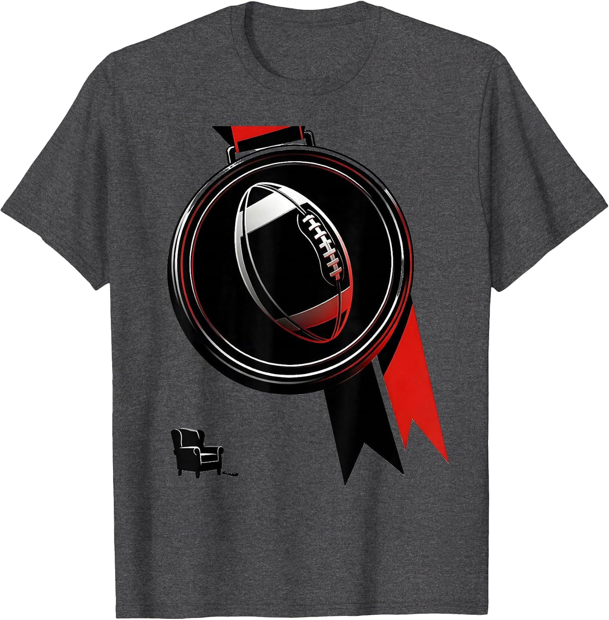 Men's Ceremonial Medallion Rugby Ball Kiwi Fan National Pride T-Shirt - Dark Heather Grey