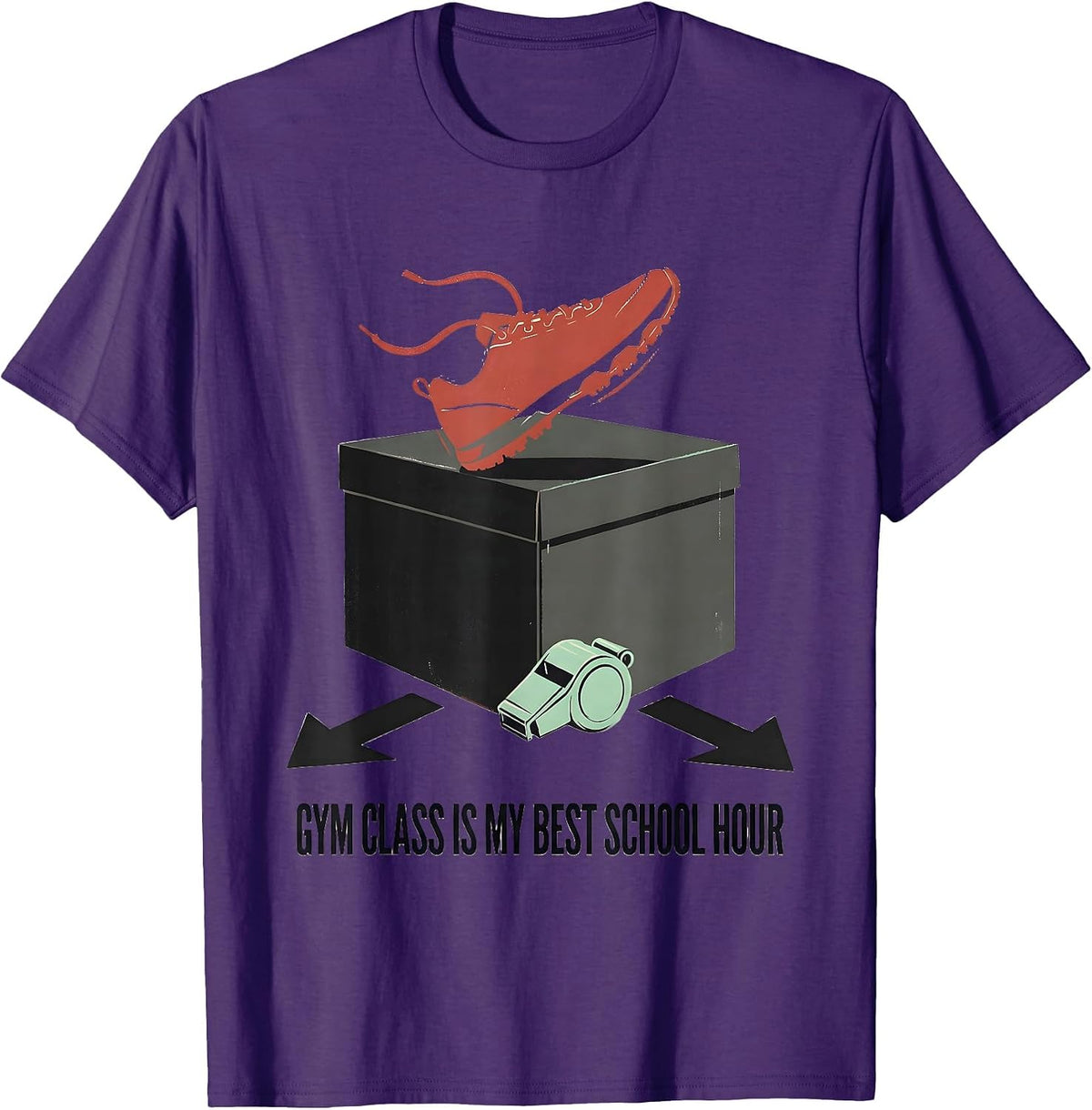 Men's Gym Class Is My Best School Hour Funny PE Teacher Back T-Shirt - Purple