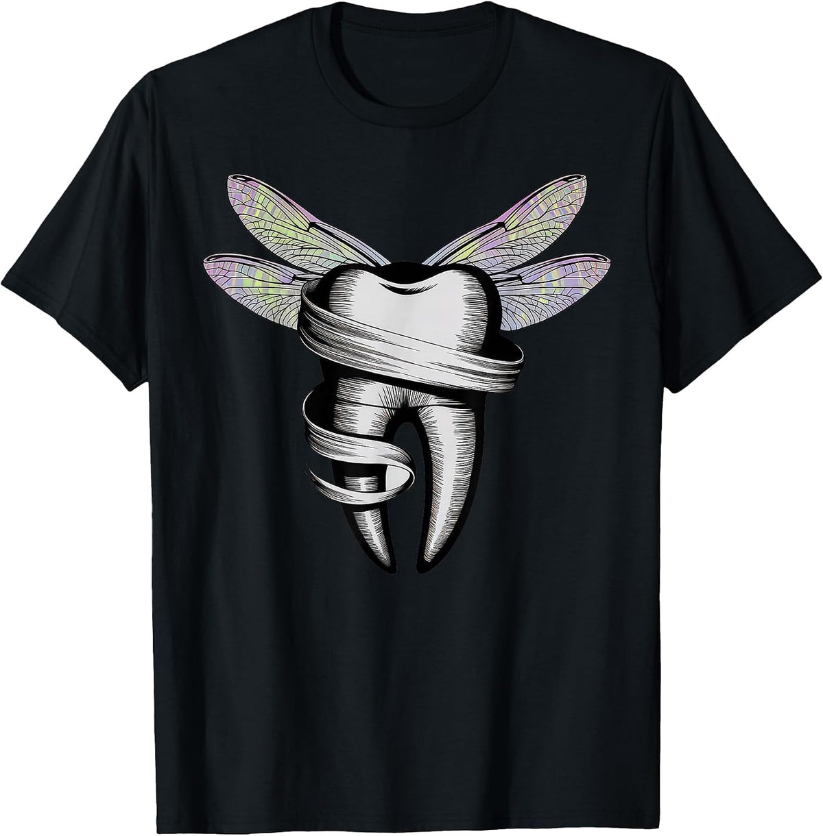 Tooth Fairy Costume Women Adult Teeth Carnival Dentist T-Shirt - Black