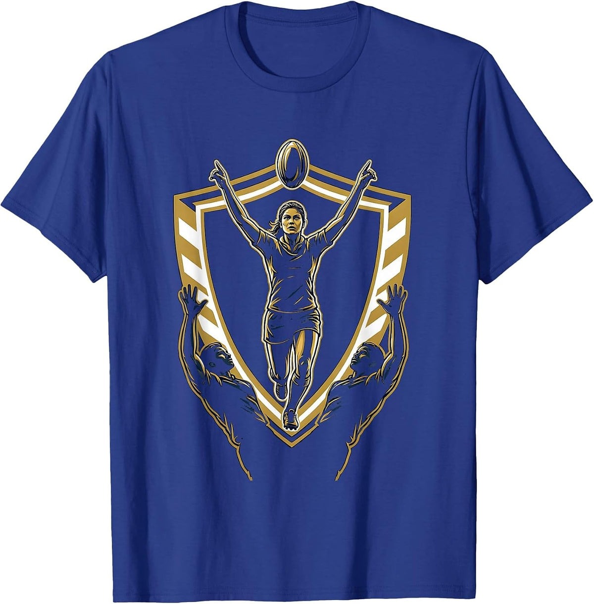 Rugby Lineout Jump Graphic Tee T-Shirt - Royal Blue
