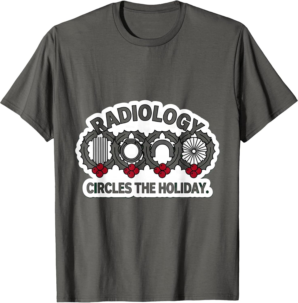 Men's Radiology Circles The Holiday Funny Xray Tech Christmas T-Shirt - Asphalt Grey