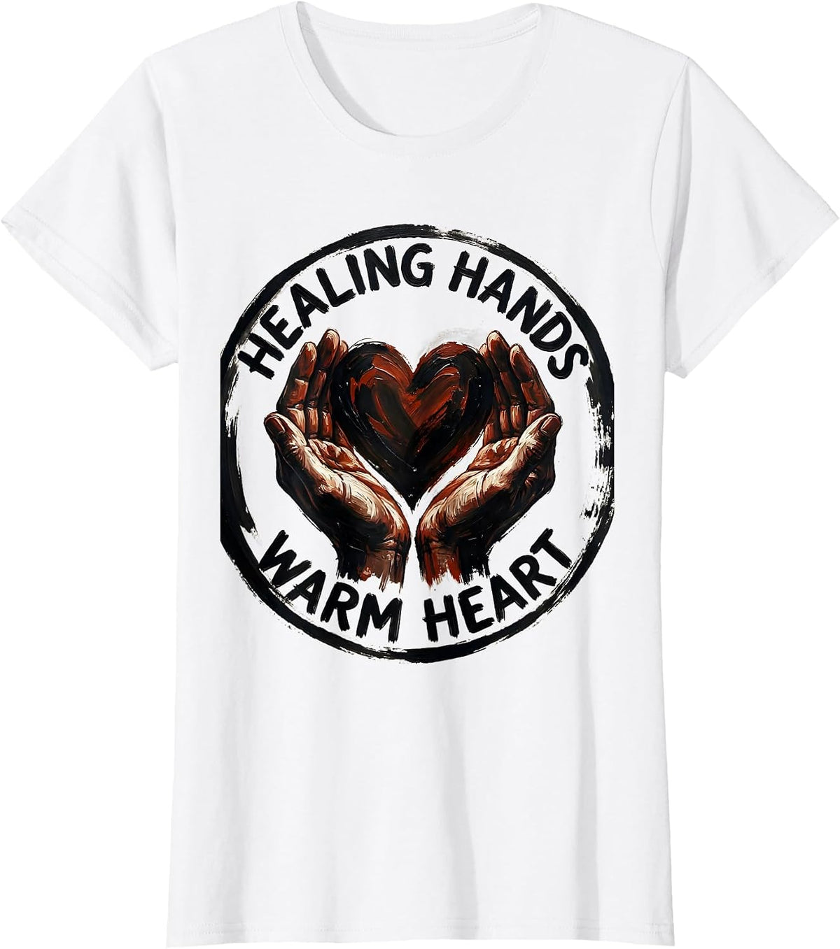 Women's Healing Hands Warm Heart Nurse Design T-Shirt - White