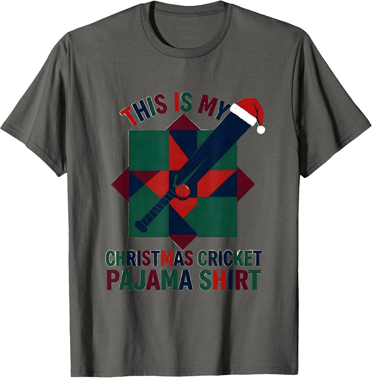 This Is My Christmas Cricket Pajama Shirt Novelty T-Shirt - Asphalt Grey