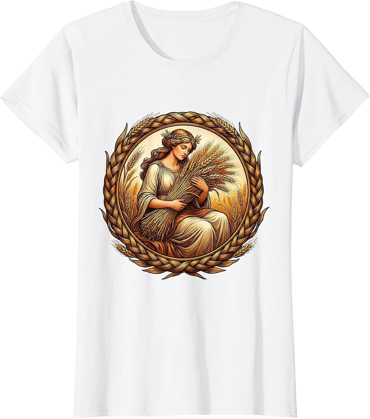 Virgo Maiden Wheat Bundle Zodiac Astrology Design T-Shirt - White