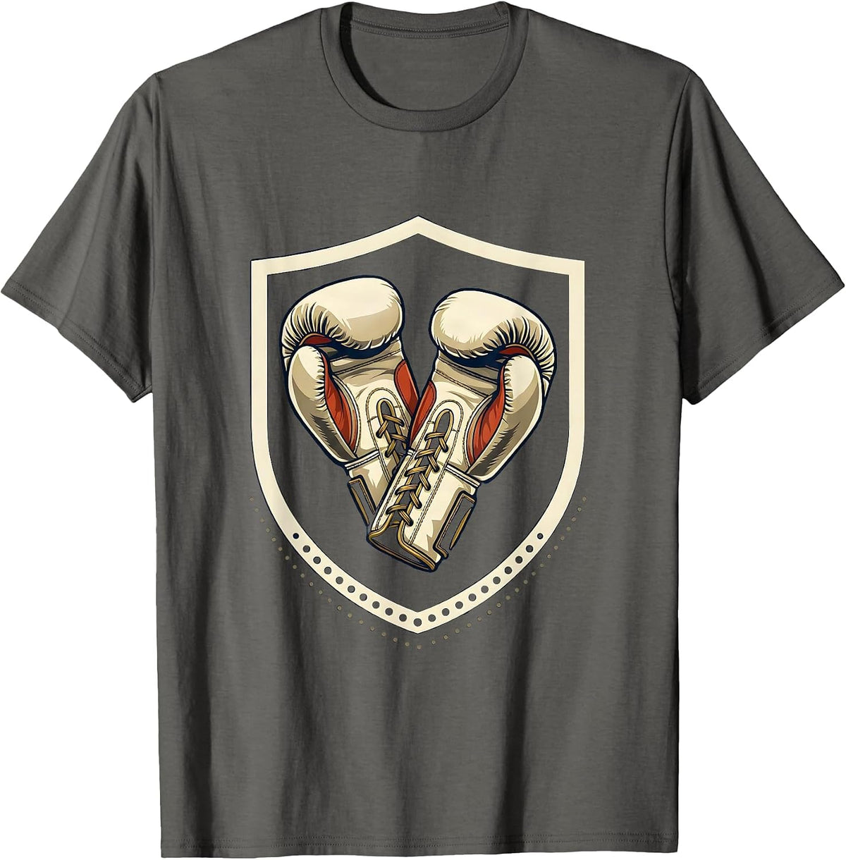 Sealed Shield Boxing Gloves Emblem Vintage Athletic T-Shirt - Asphalt Grey