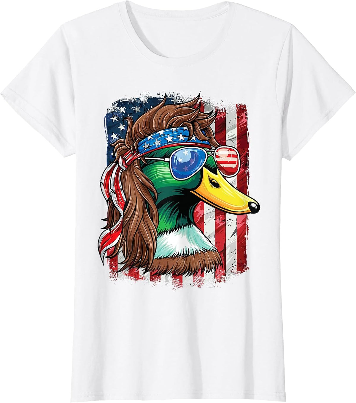Duck Hunter American Flag Waterfowl Hunting T-Shirt - White