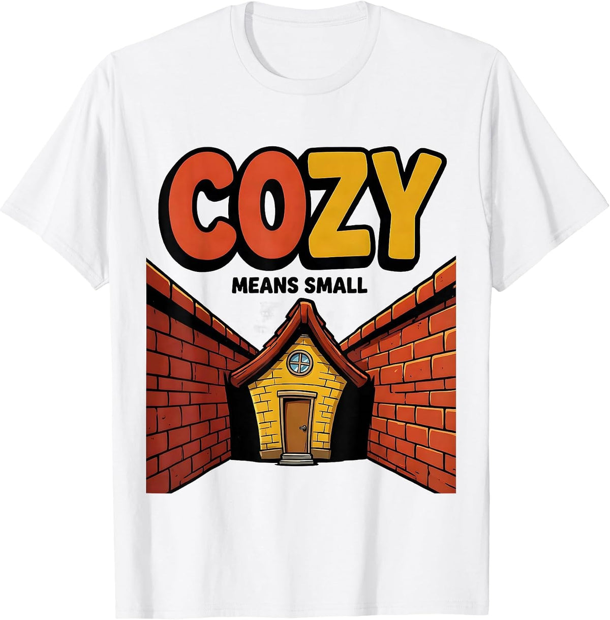 Men's Cozy Means Small Cartoon Funny Realtor Real Estate Agent T-Shirt - White