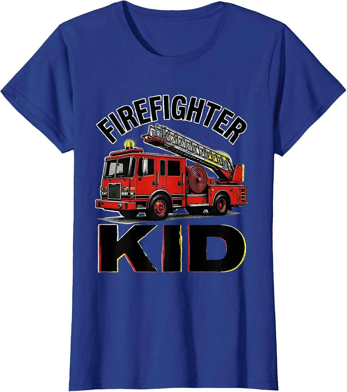 Women's Firefighter Kid Playful Fire Truck Birthday Future T-Shirt - Royal Blue
