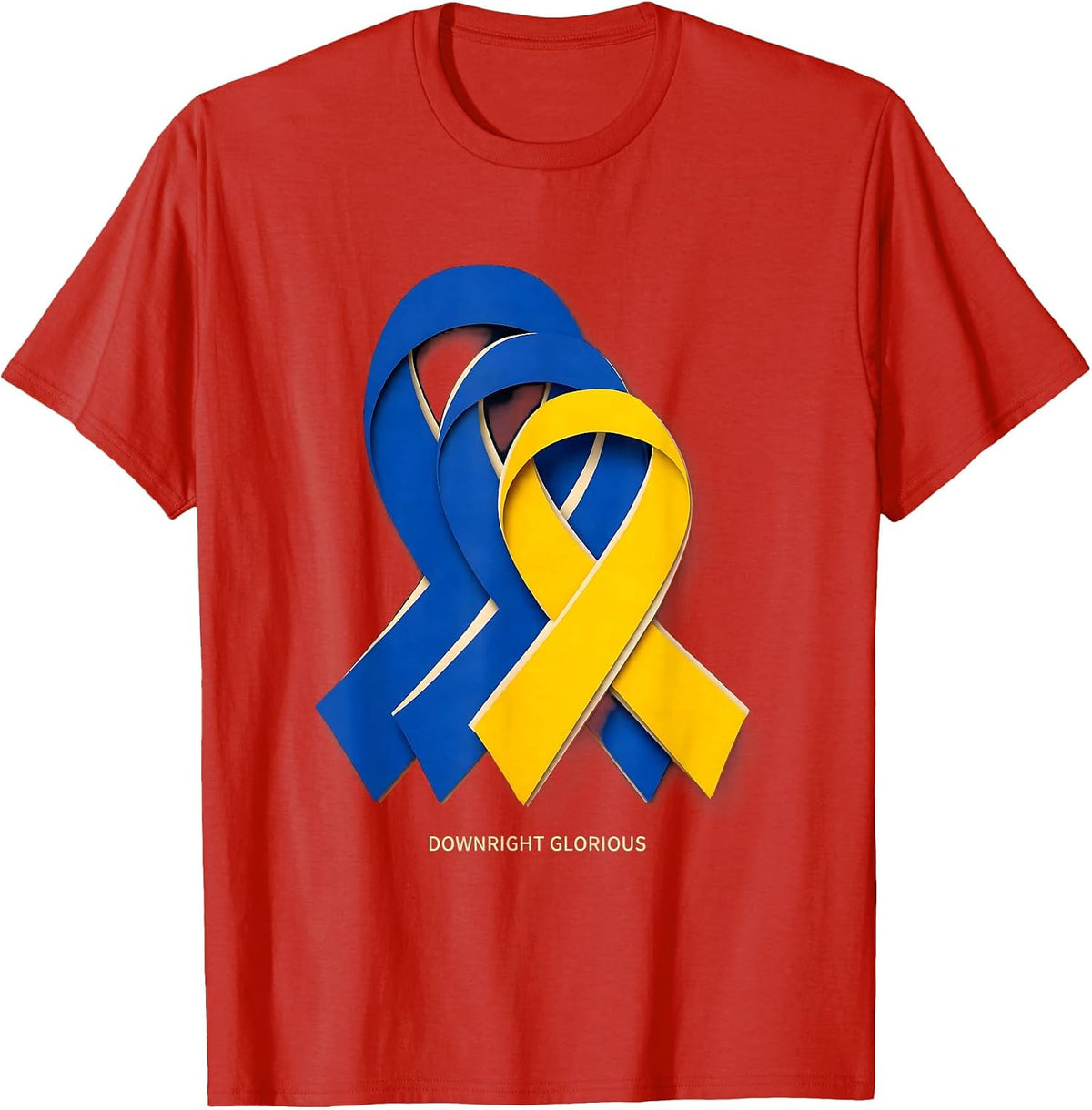 Men's Downright Glorious Paper Cutout Down Syndrome Awareness T-Shirt - Red