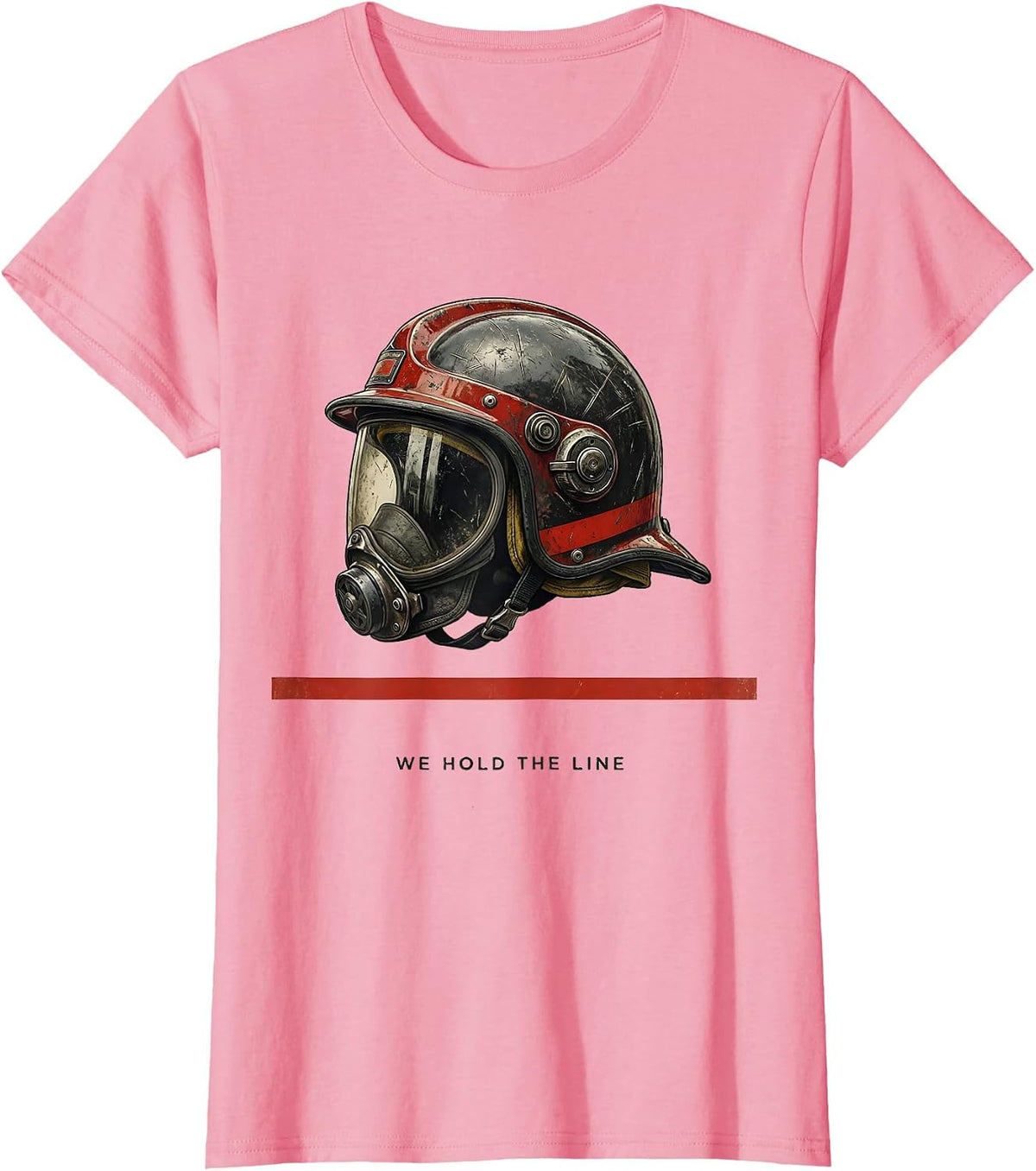 Women's We Hold The Line Vintage Firefighter Tribute Thin Red Line T-Shirt - Pink