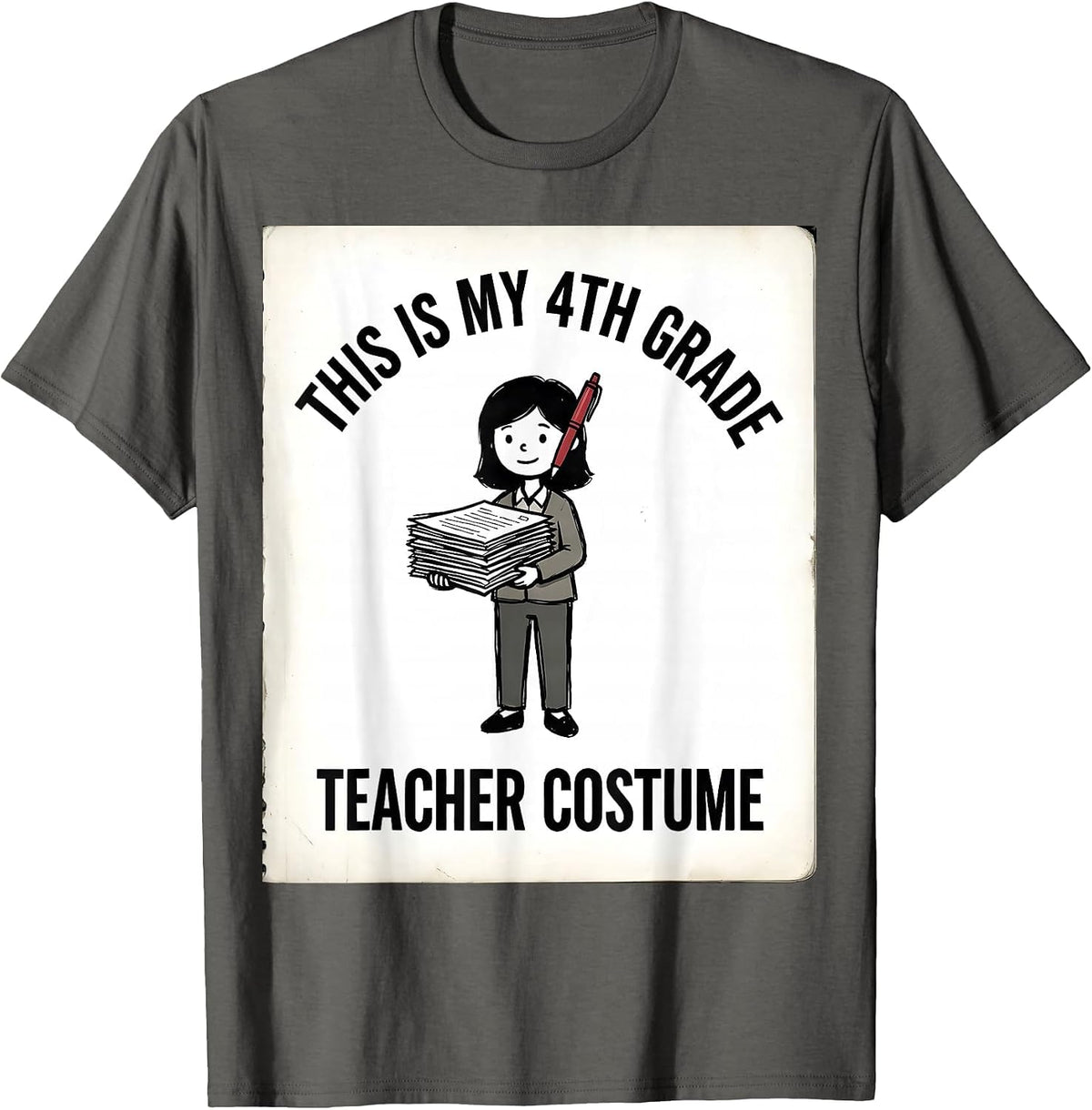 This Is My 4th Grade Teacher Costume Funny Halloween Humor T-Shirt - Asphalt Grey
