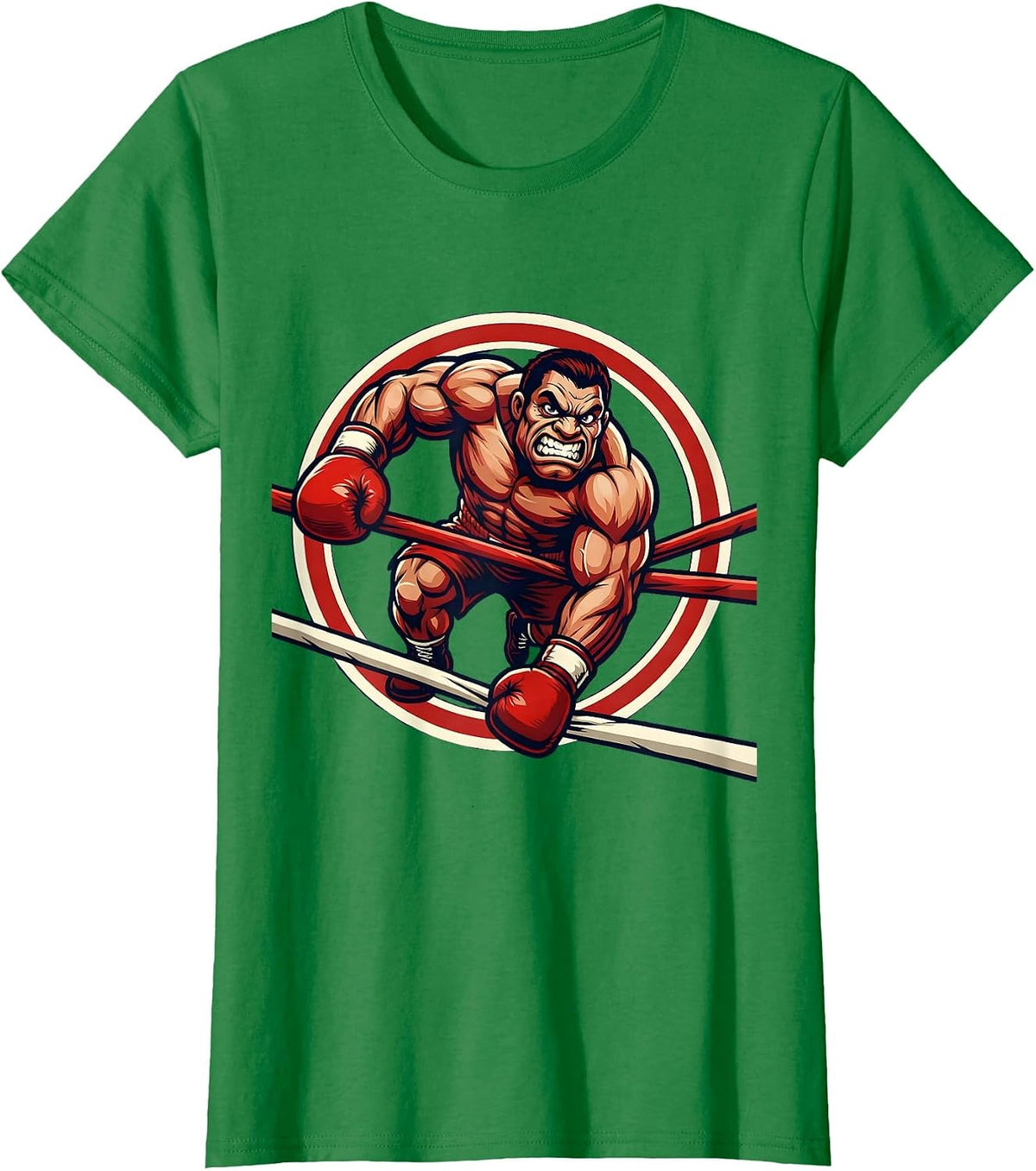 Women's Boxer Climbing Through Ring Ropes Graphic T-Shirt - Kelly Green