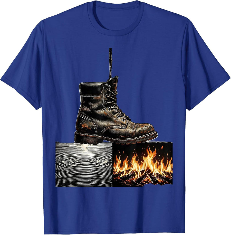 Firefighter Boot Bible Verse Faith Vintage Christian Gift T-Shirt - Royal Blue