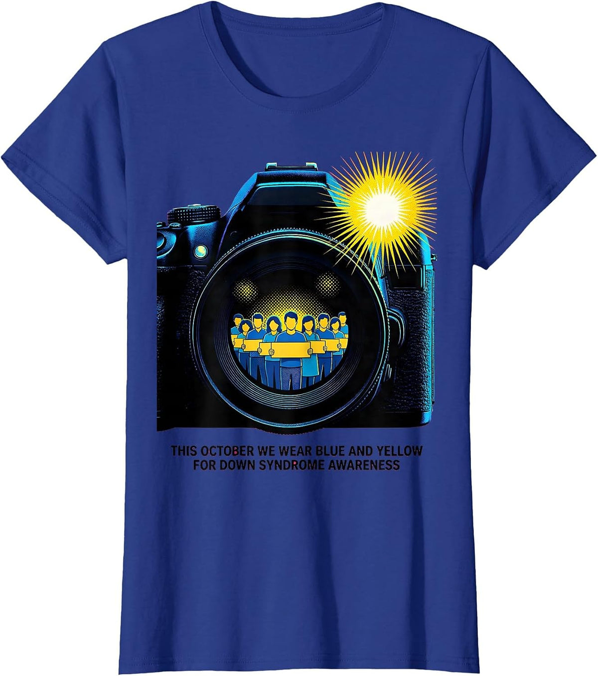 Women's This October We Wear Blue And Yellow Down Syndrome Awareness T-Shirt - Royal Blue