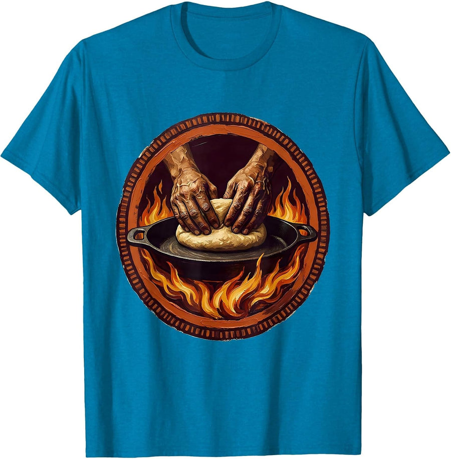 Abuela Pupusa Masa Handcraft Illustration T-Shirt - Sapphire Blue