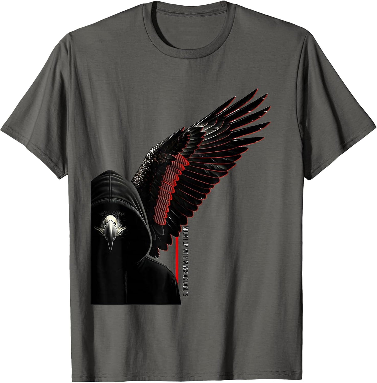 Men's Mount Up With Wings As Eagles Christian Faith Eagle Lover T-Shirt - Asphalt Grey