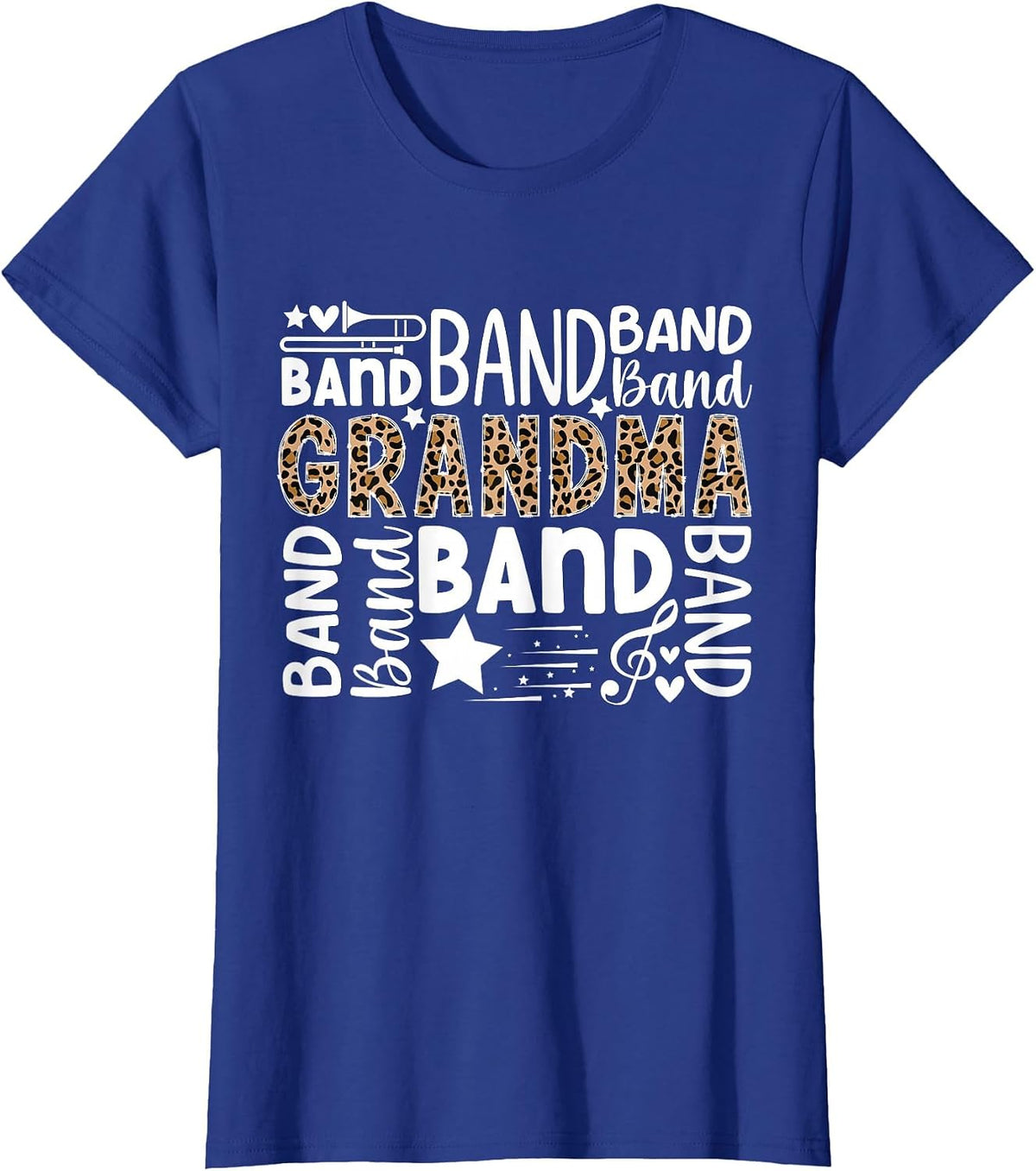 Band Grandma Leopard Marching Band Grandma T-Shirt - Royal Blue