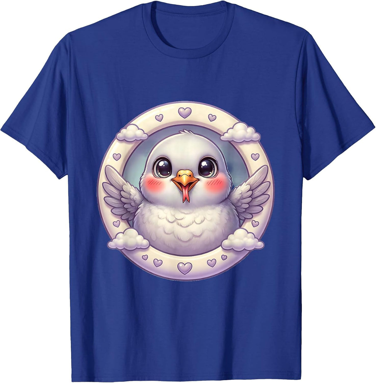 White Dove Forked Tongue Graphic Tee T-Shirt - Royal Blue