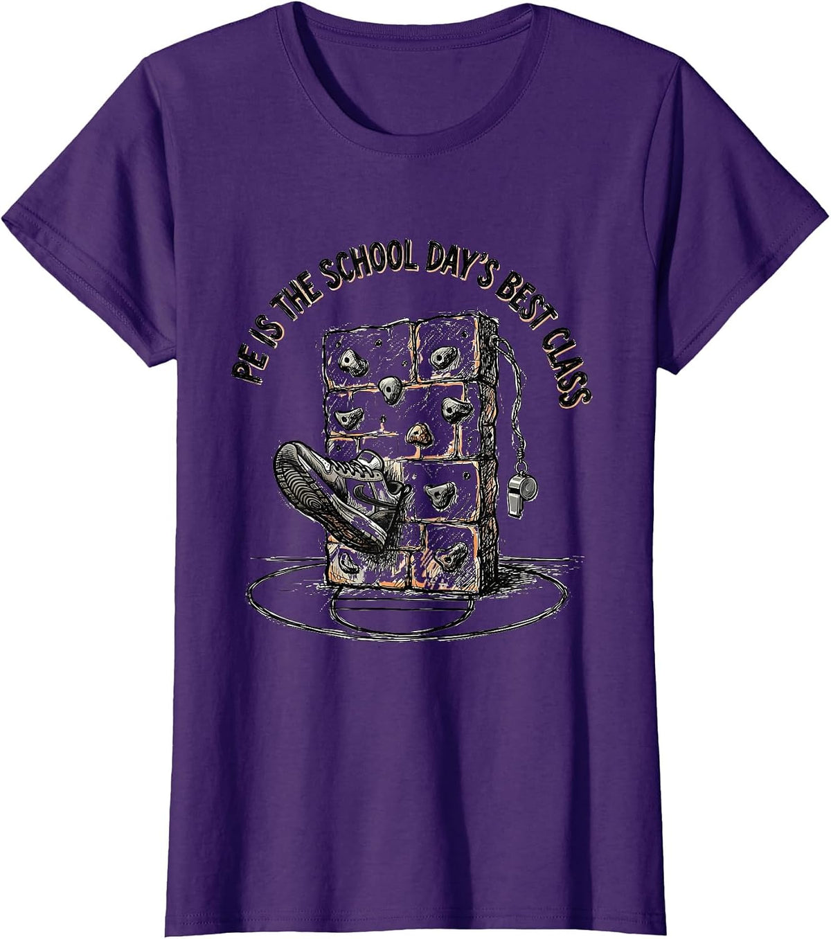 Women's PE Is The School Day's Best Class Gym Teacher Coach Back T-Shirt - Purple