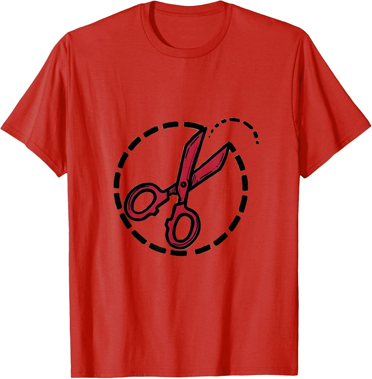 Men's 4th Grade Teacher Scissors Dotted Line Design T-Shirt - Red