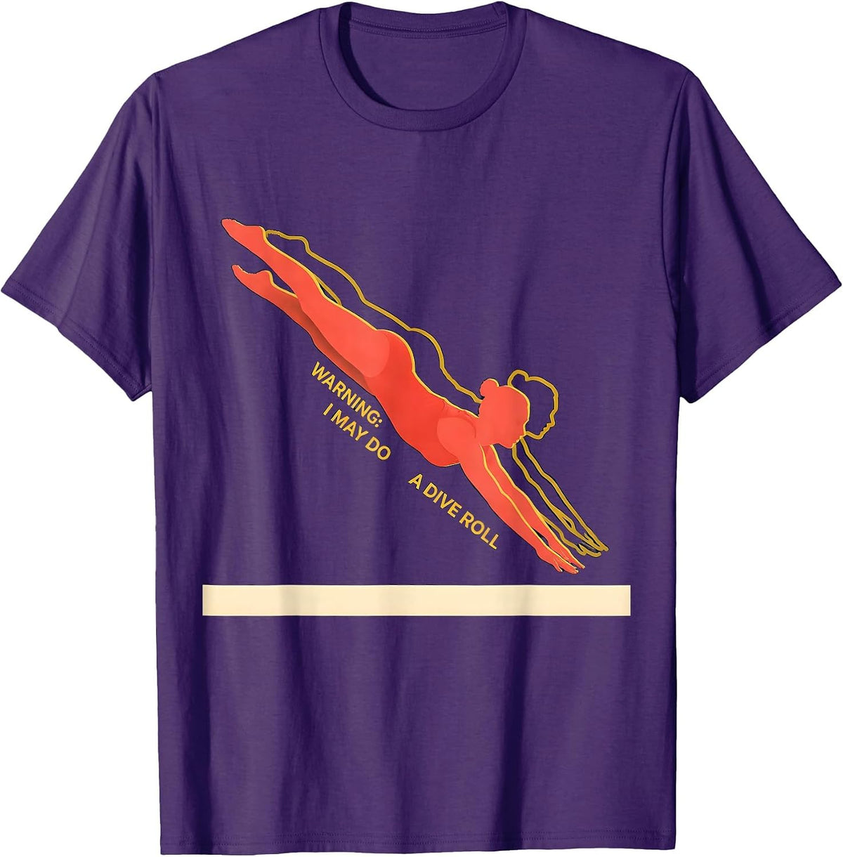Warning: I May Do A Dive Roll Funny Gymnastics Gift T-Shirt - Purple