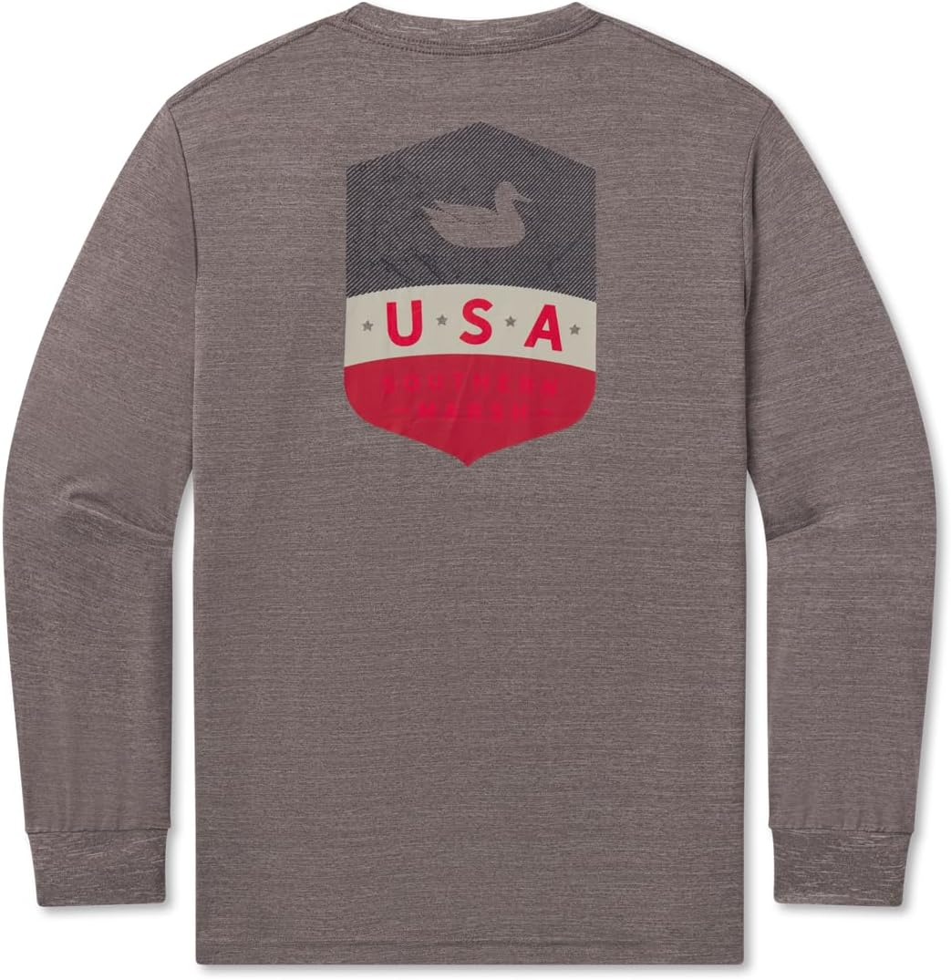 Southern Marsh Men’s FieldTec Heathered Performance - Liberty T-Shirt – Long Sleeve Casual Graphic Tee - Midnight Gray