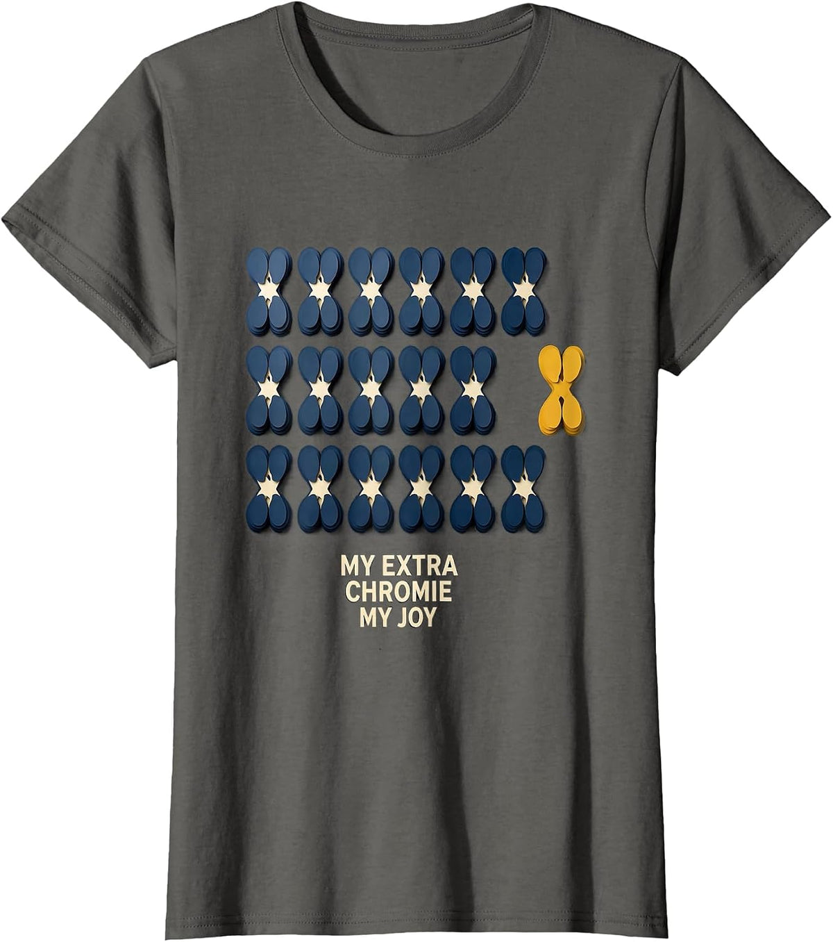 Women's My Extra Chromie My Joy Heartfelt Down Syndrome Awareness T-Shirt - Asphalt Grey