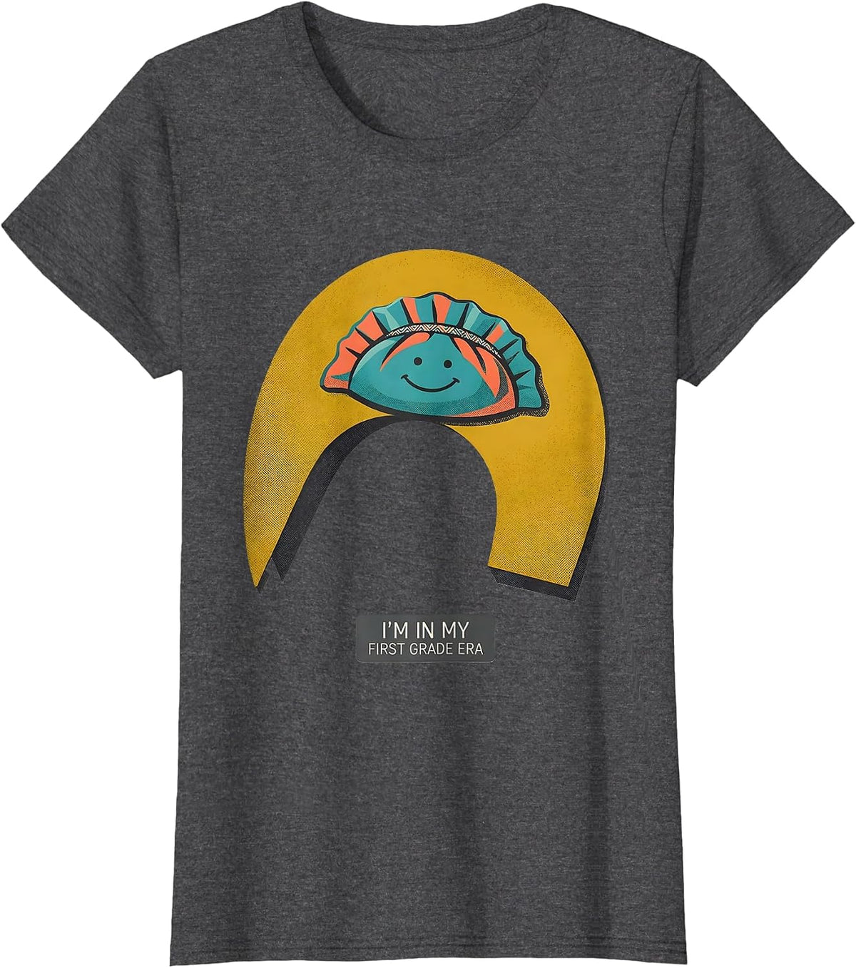 Women's I'm In My First Grade Era Cute Kawaii Dumpling Back T-Shirt - Dark Heather Grey