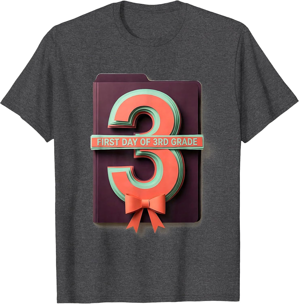 Men's First Day Of 3rd Grade Cute Girly Back To School Coquette T-Shirt - Dark Heather Grey