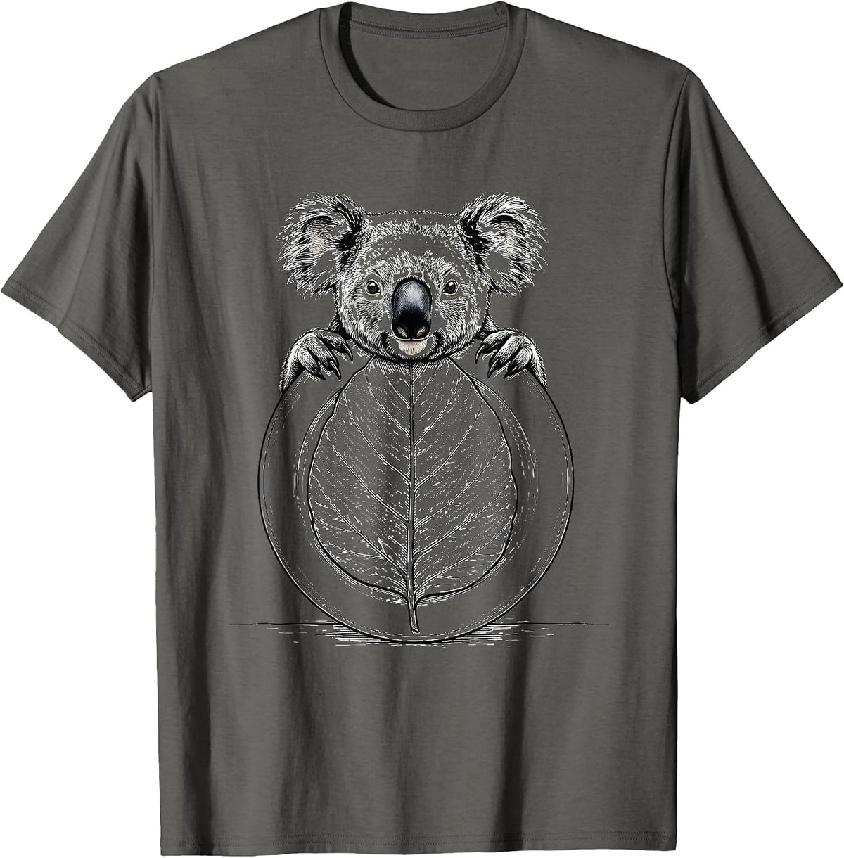 Men's Koala Leaf Grip Funny Animal Lover Humor T-Shirt - Asphalt Grey