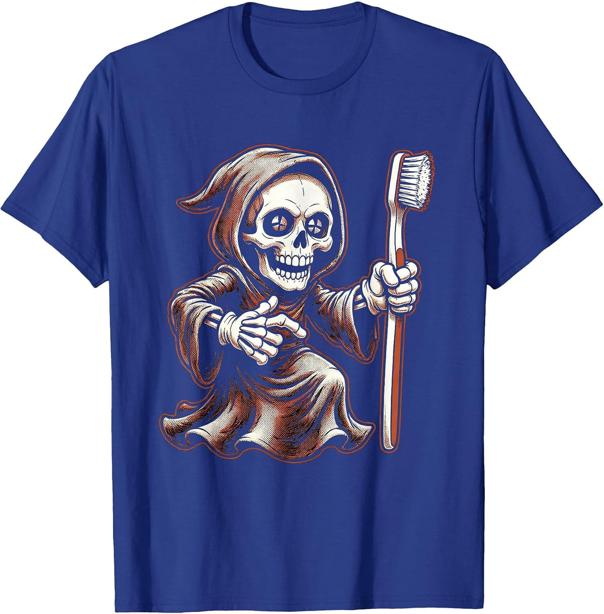 Men's Halloween Grim Reaper Dentist Toothbrush Design T-Shirt - Royal Blue