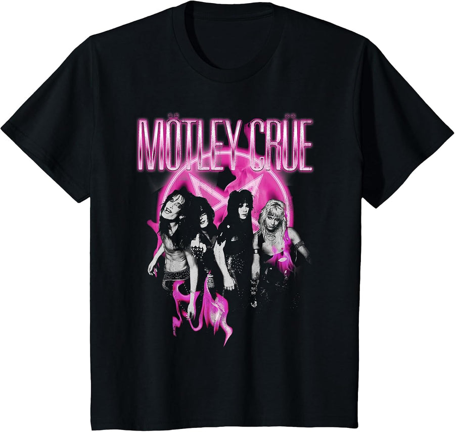 Mötley Crüe Shout Neon Pink T-Shirt - Black