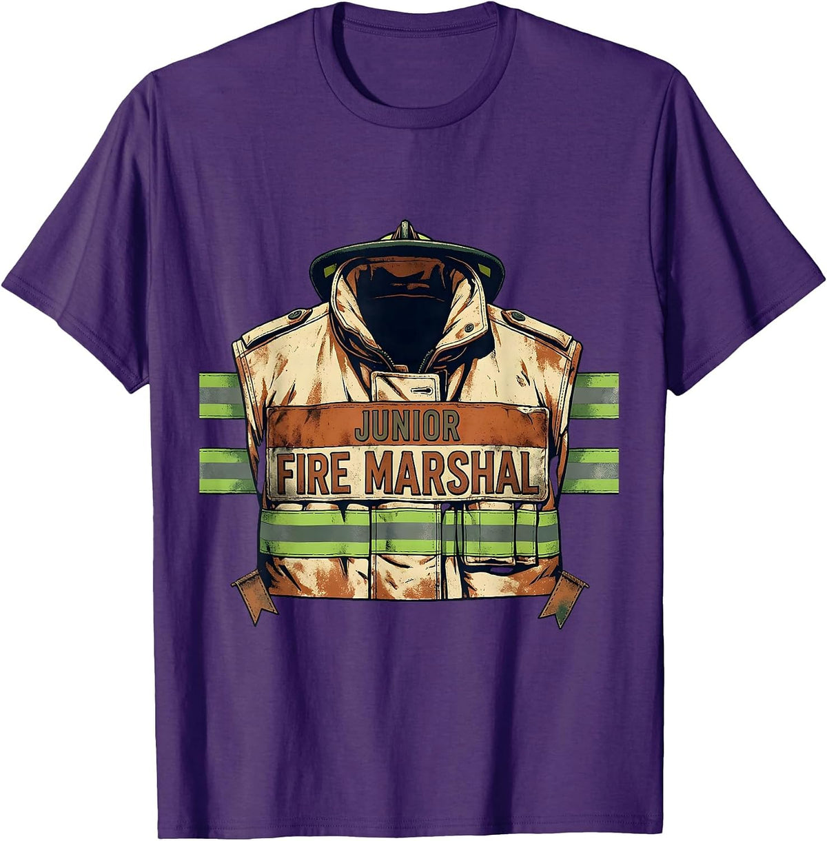 Junior Fire Marshal Vintage Firefighter Badge Humor T-Shirt - Purple
