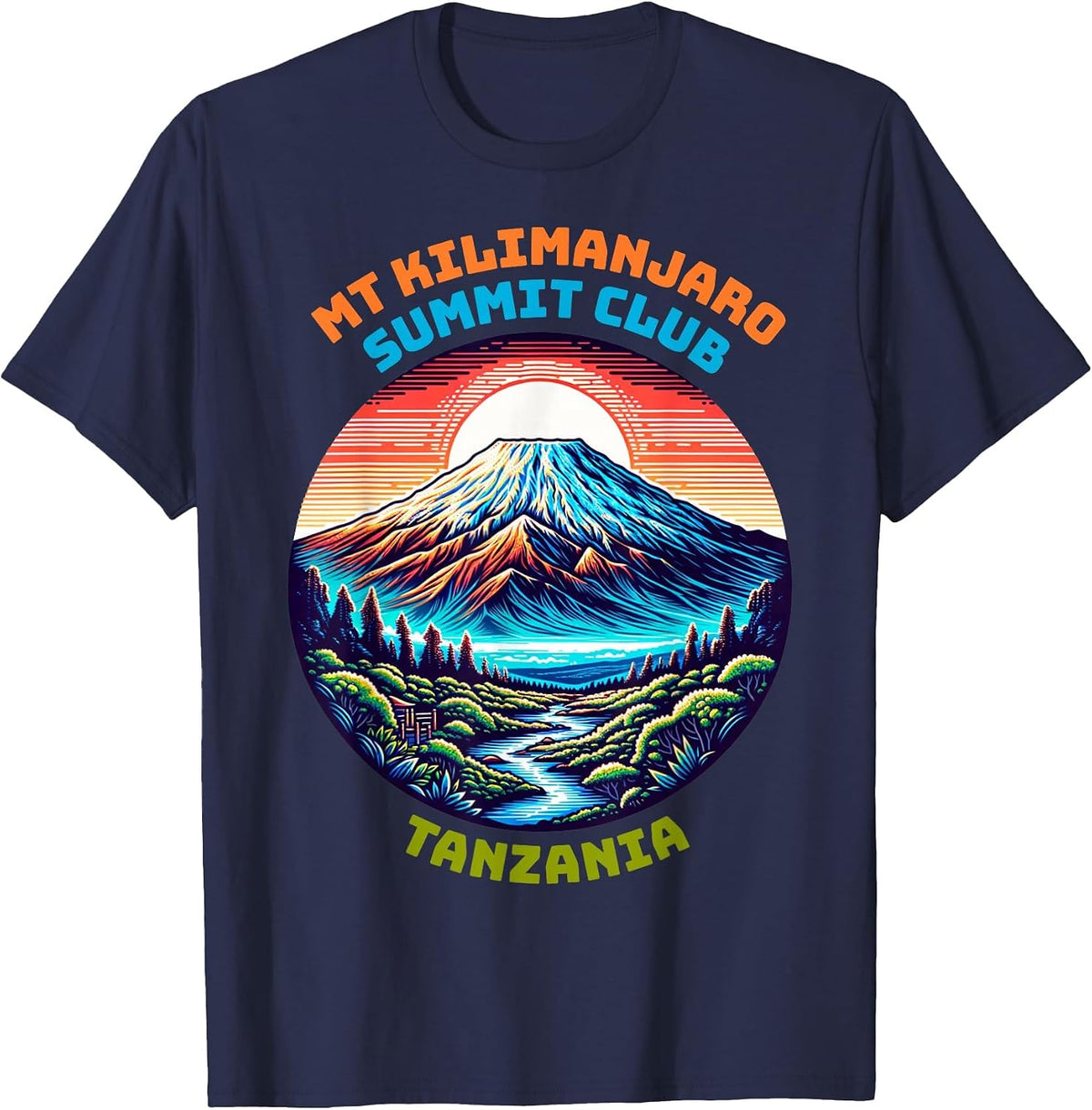 Summit Club Tanzania Hiking I Climbed Kilimanjaro T-Shirt - Navy Blue