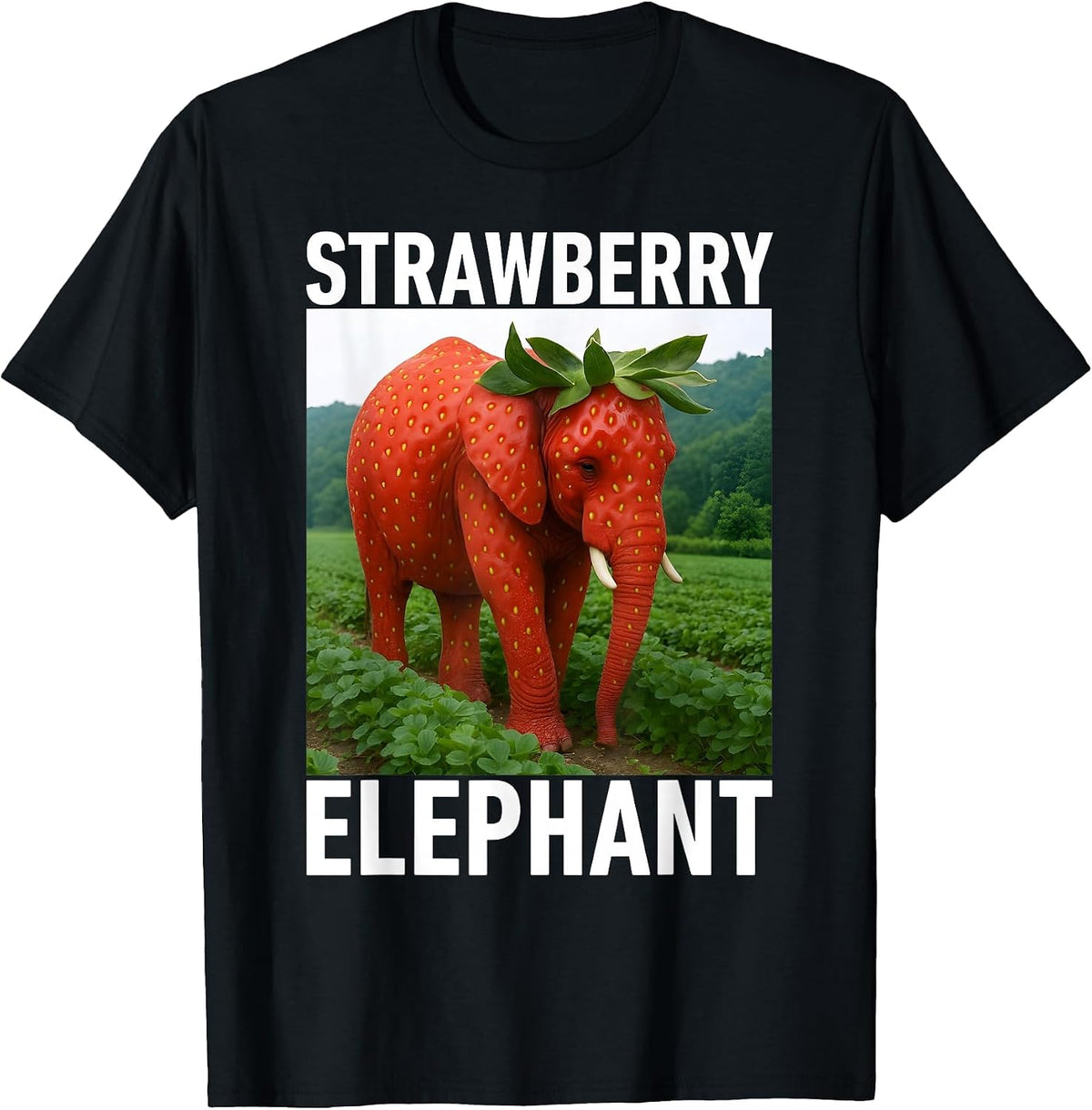 Strawberry Elephant Italian Brainrot Meme Tee Shirt for Kids T-Shirt - Black