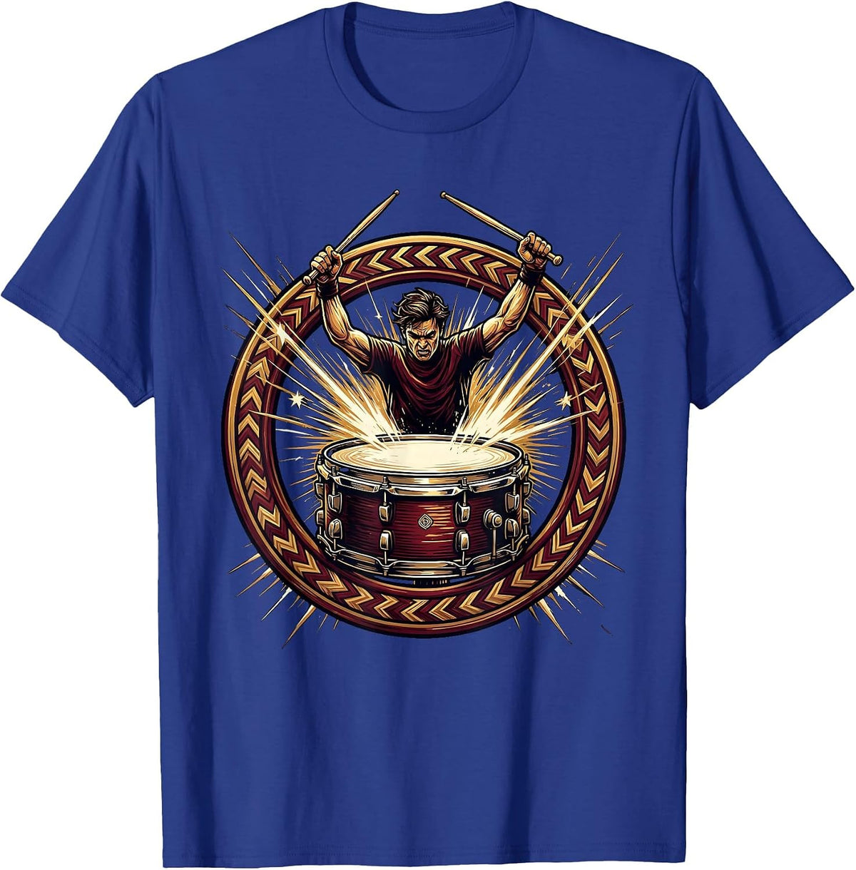 Drumline Drummer Energy Burst Cheer Graphic T-Shirt - Royal Blue