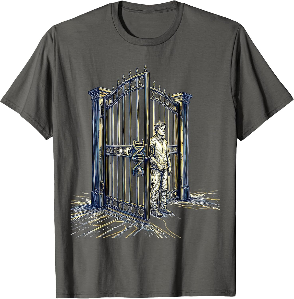 Men's Open Gate Chromosomal Loop Down Syndrome Awareness October T-Shirt - Asphalt Grey