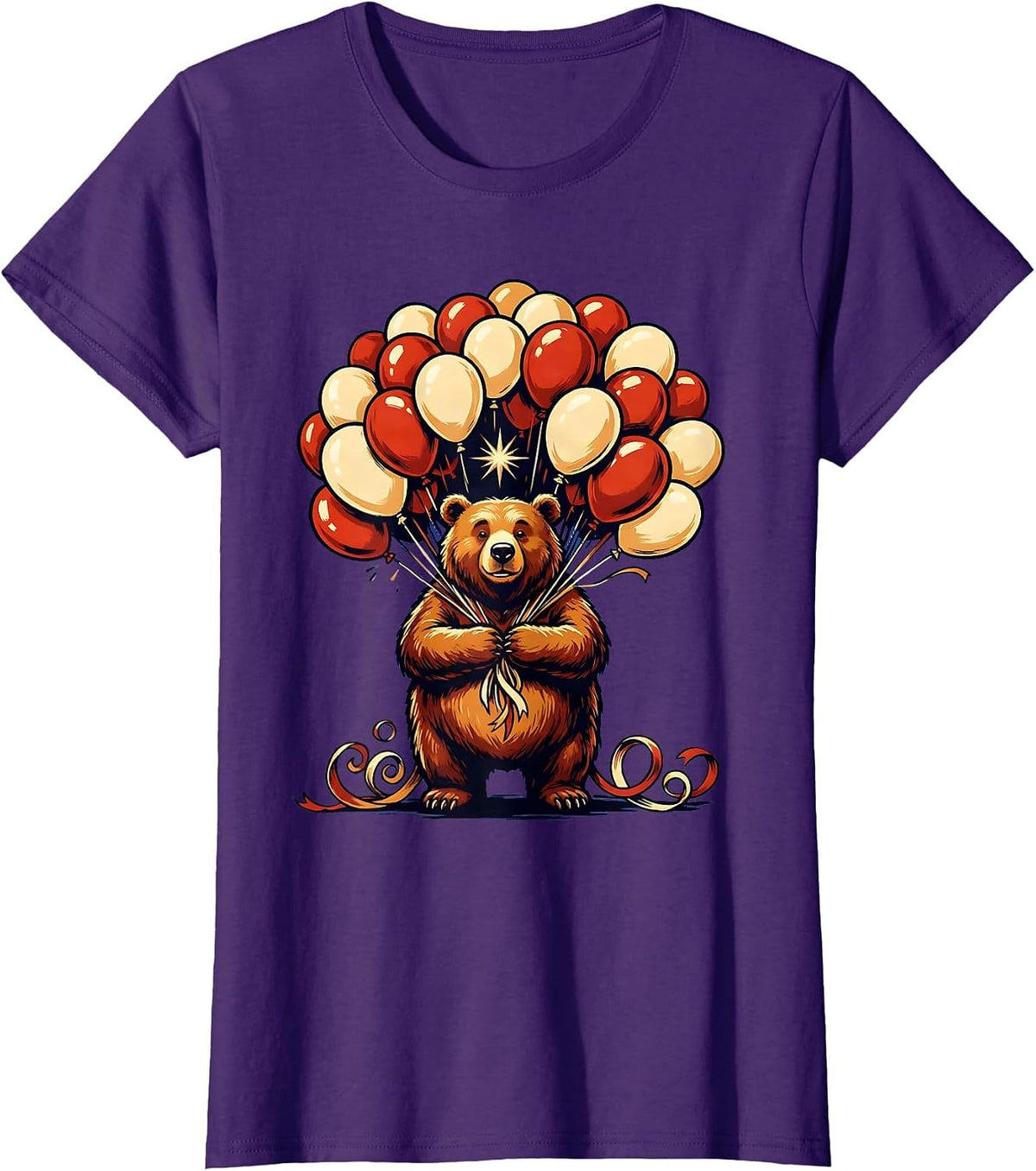 Women's 21st Birthday Bear with Balloon Bouquet T-Shirt - Purple